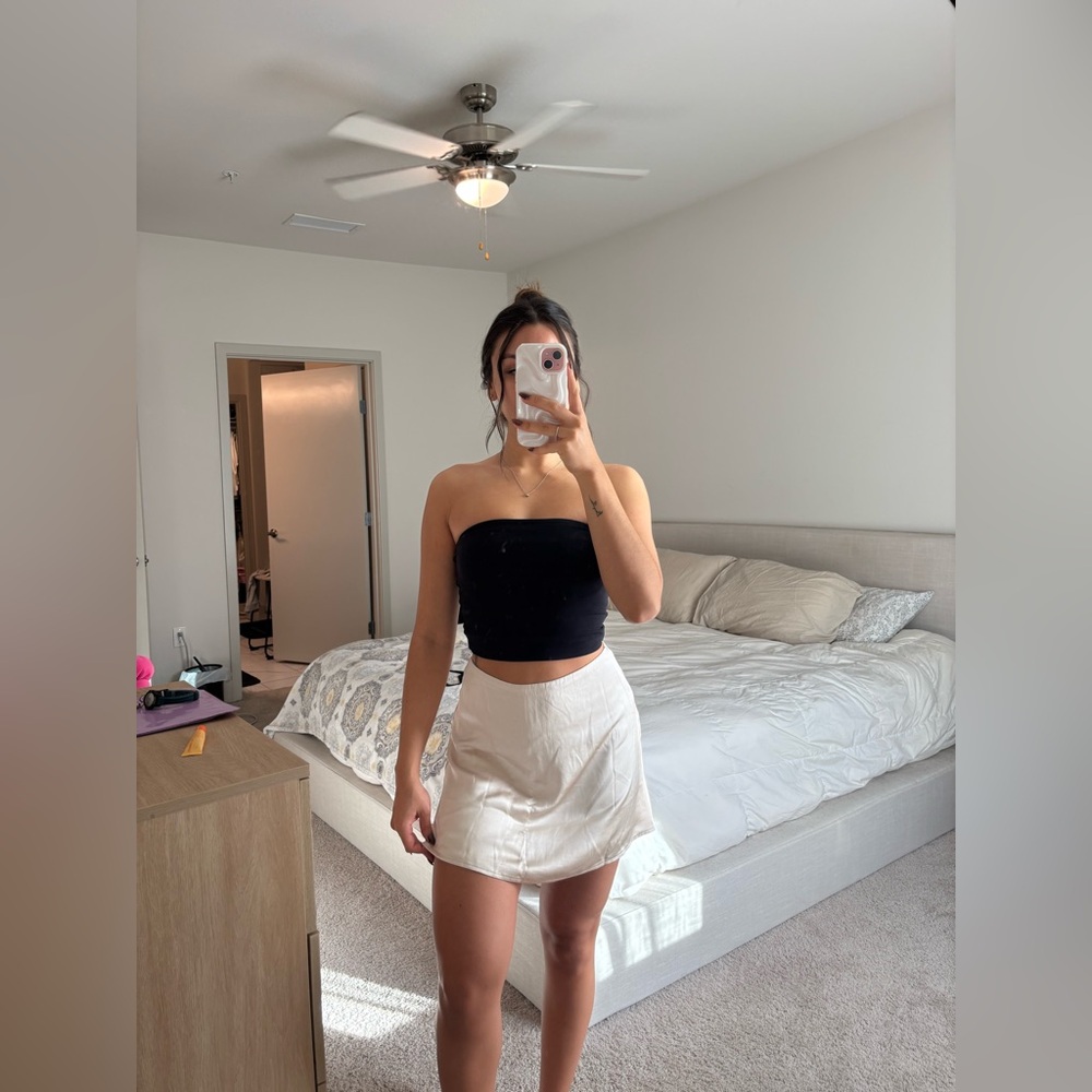 White Fox Boutique champagne Midi Skirt